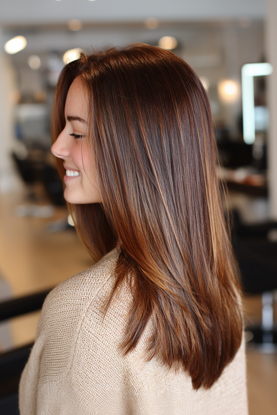 24. Lang gerade in Ahornbraun (einfache Frisuren) - einfache Frisuren