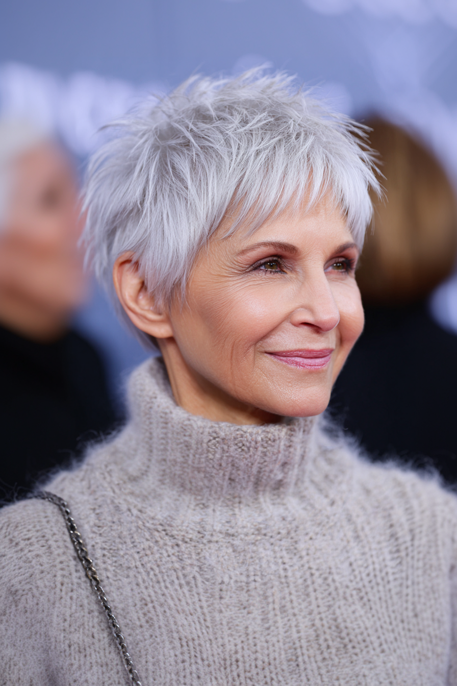 24. Neutrale graue weiche Spike Bob (kurze, stachelige Frisuren für Frauen über 60) - kurze, stachelige Frisuren für Frauen über 60