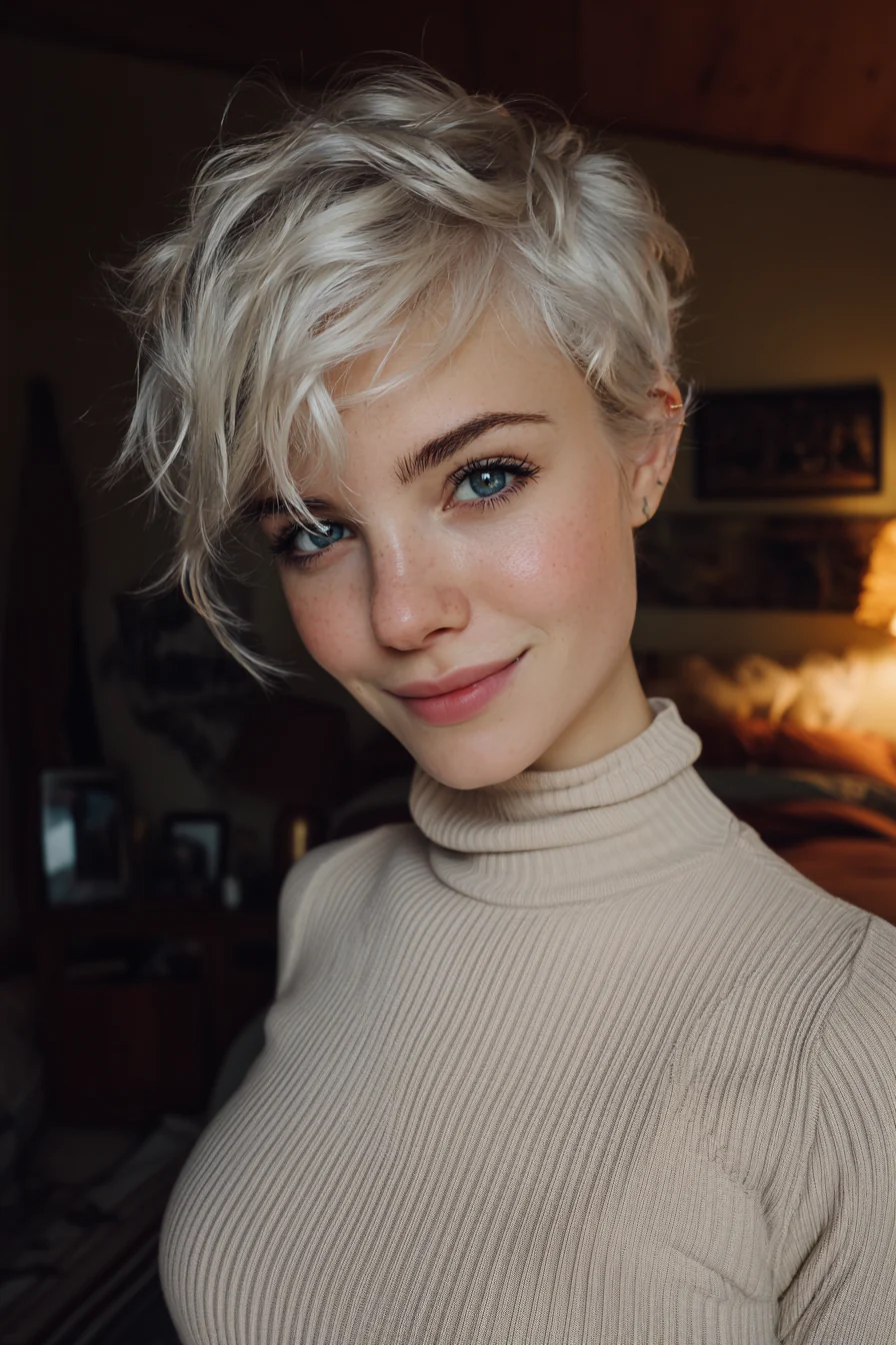 24. Perlblonder, strukturierter Pixie (kurze Pixie-Frisuren) – Kurze Pixie-Frisuren