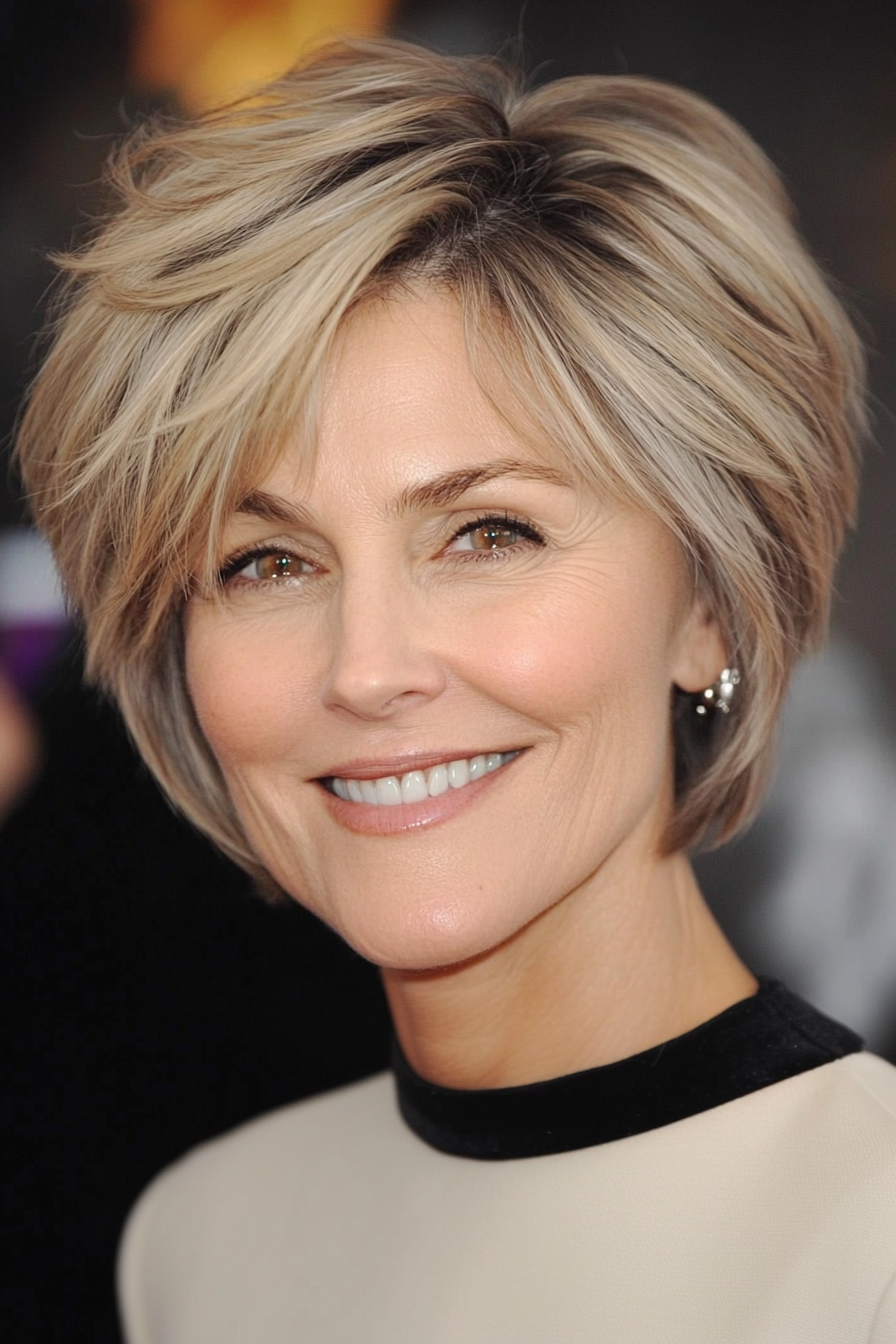 24. Pixie Bob Hybrid in Sandbraun (Hüftfrisuren für Frauen über 50) - Hüftfrisuren für Frauen über 50