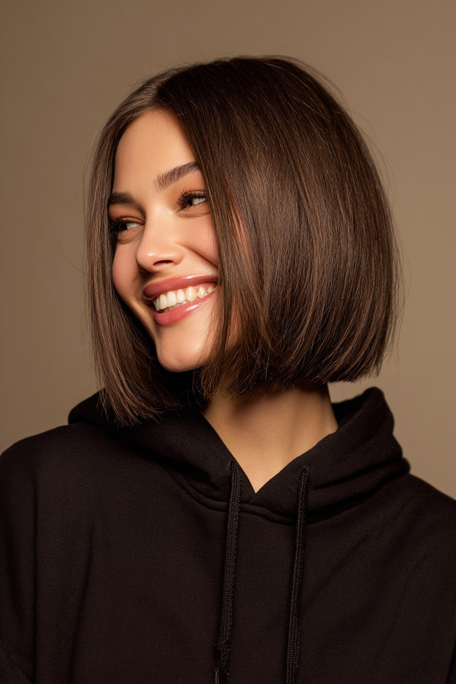 24. Polierter Bob mit Espresso-Glanz-Finish (Haarschnitte für glattes Haar) – Haarschnitte für glattes Haar