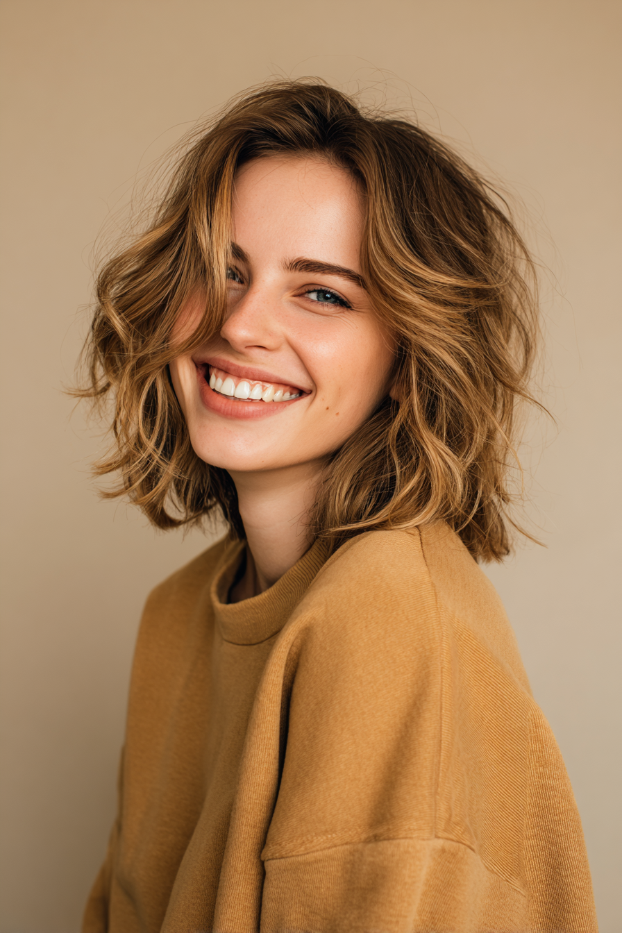 24. Schulterlänge mit Schattenwurzel in Bronzemischung (mittelgroße Haarschnitte für feines Haar) - mittelgroß