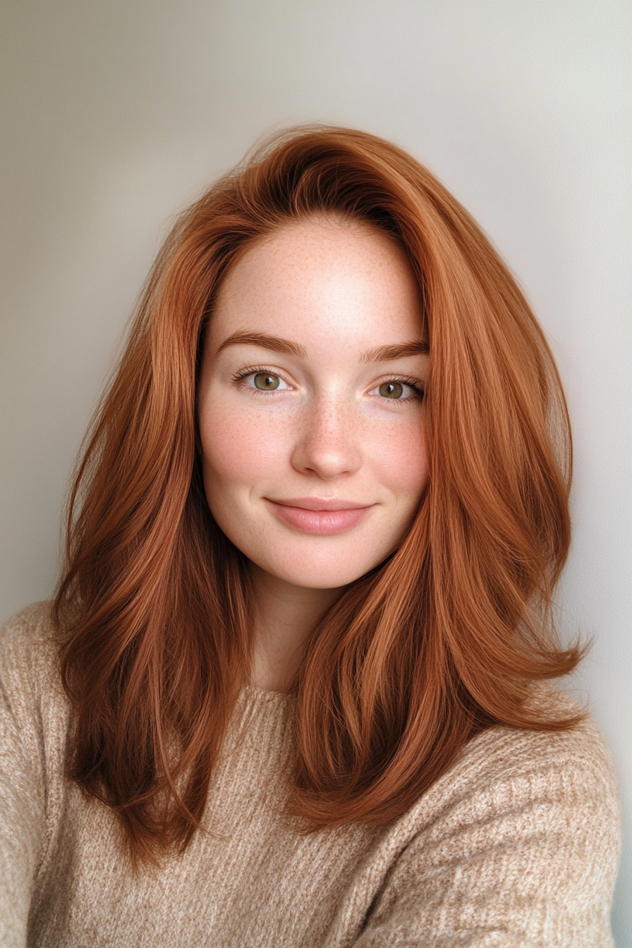 24. Weiche Auburn U -Cut -Schichten (Frisuren für dickes Haar) - Frisuren für dickes Haar