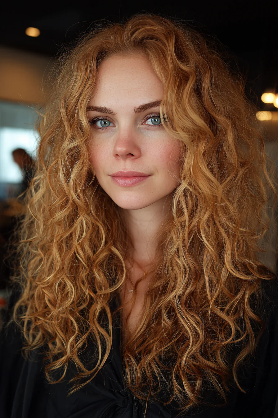 24. Erdbeerblonde lockere lockige Schichten (geschichtete lockige Frisuren) – geschichtete lockige Frisuren