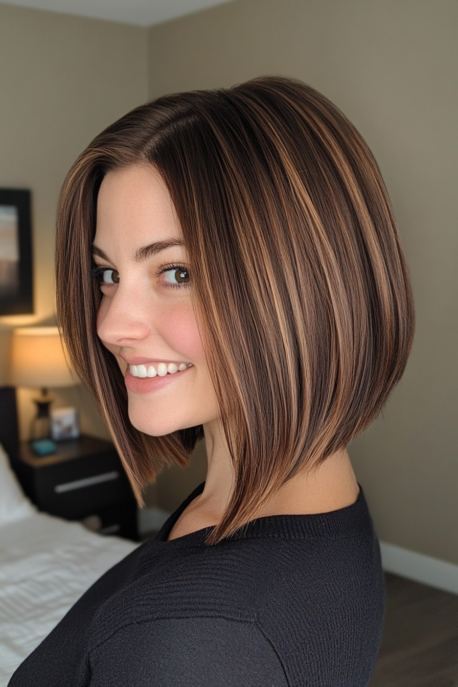 24. Tapered Bob in erdiger Mokka Brown (Bob -Haarschnitte für Frauen) - Bob -Haarschnitte für Frauen