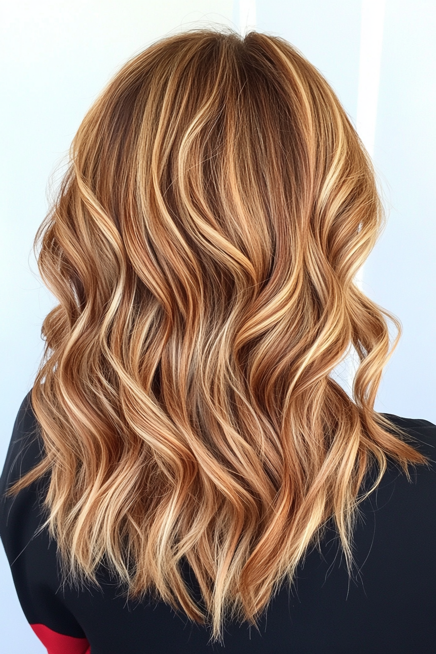 24. Wellenlob mit Karamellbalayage (Frisurstrends für Frauen über 40 mit feinem Haar) - Frisurstrends für Frauen über 40 mit feinem Haar