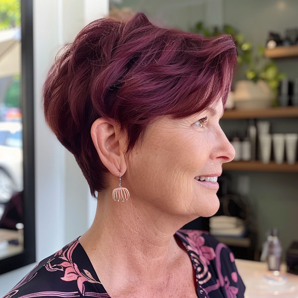 Burgund Pixie Haircut