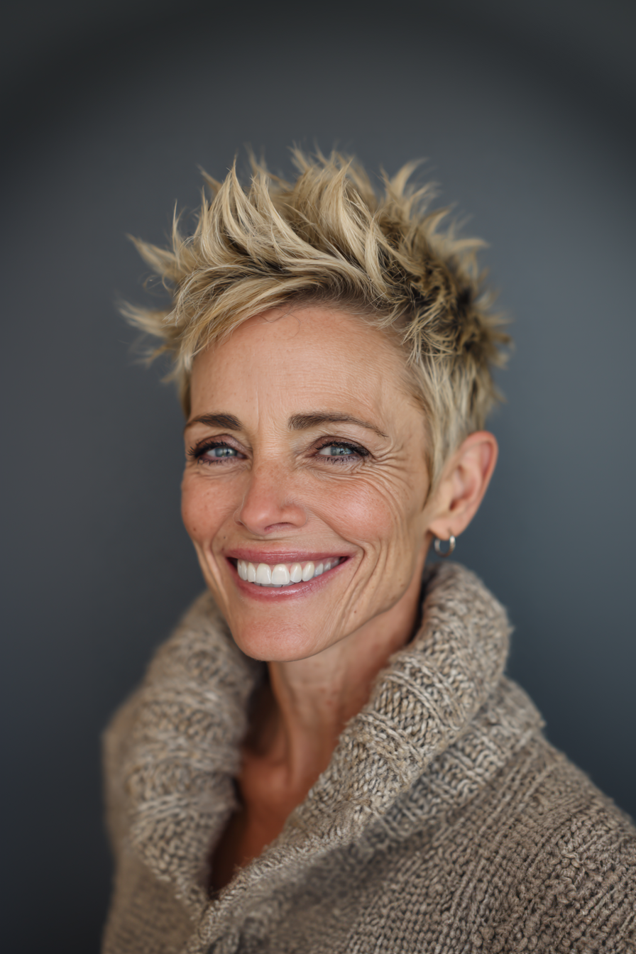 25. Golden Blonde Crown Pop (Stachelfrisuren für Frauen über 50) - Stachelfrisuren für Frauen über 50