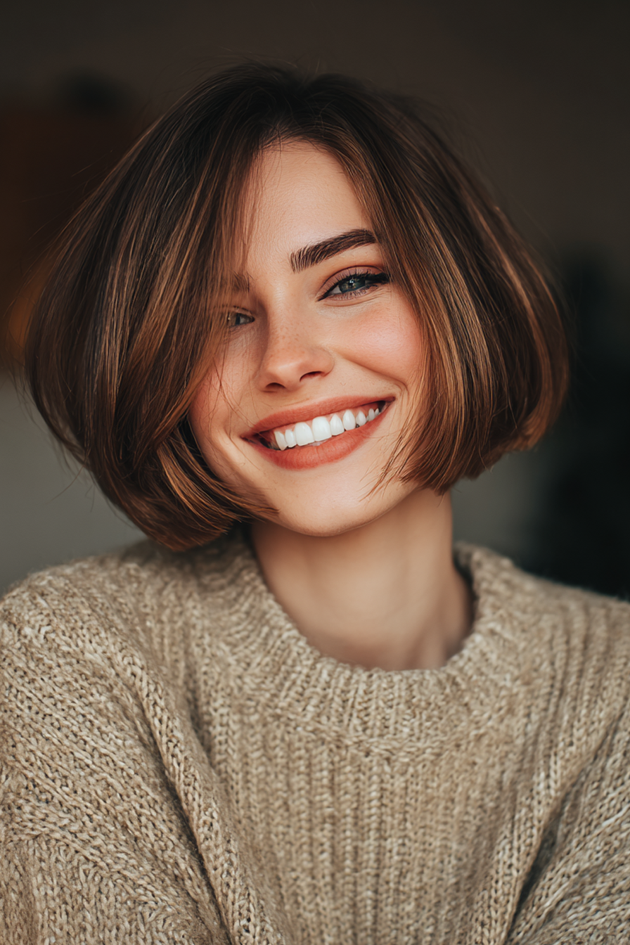 25. Golden Karamell Blunt Cut Bob (kurze Bob -Haarschnitte) - kurze Bob -Haarschnitte