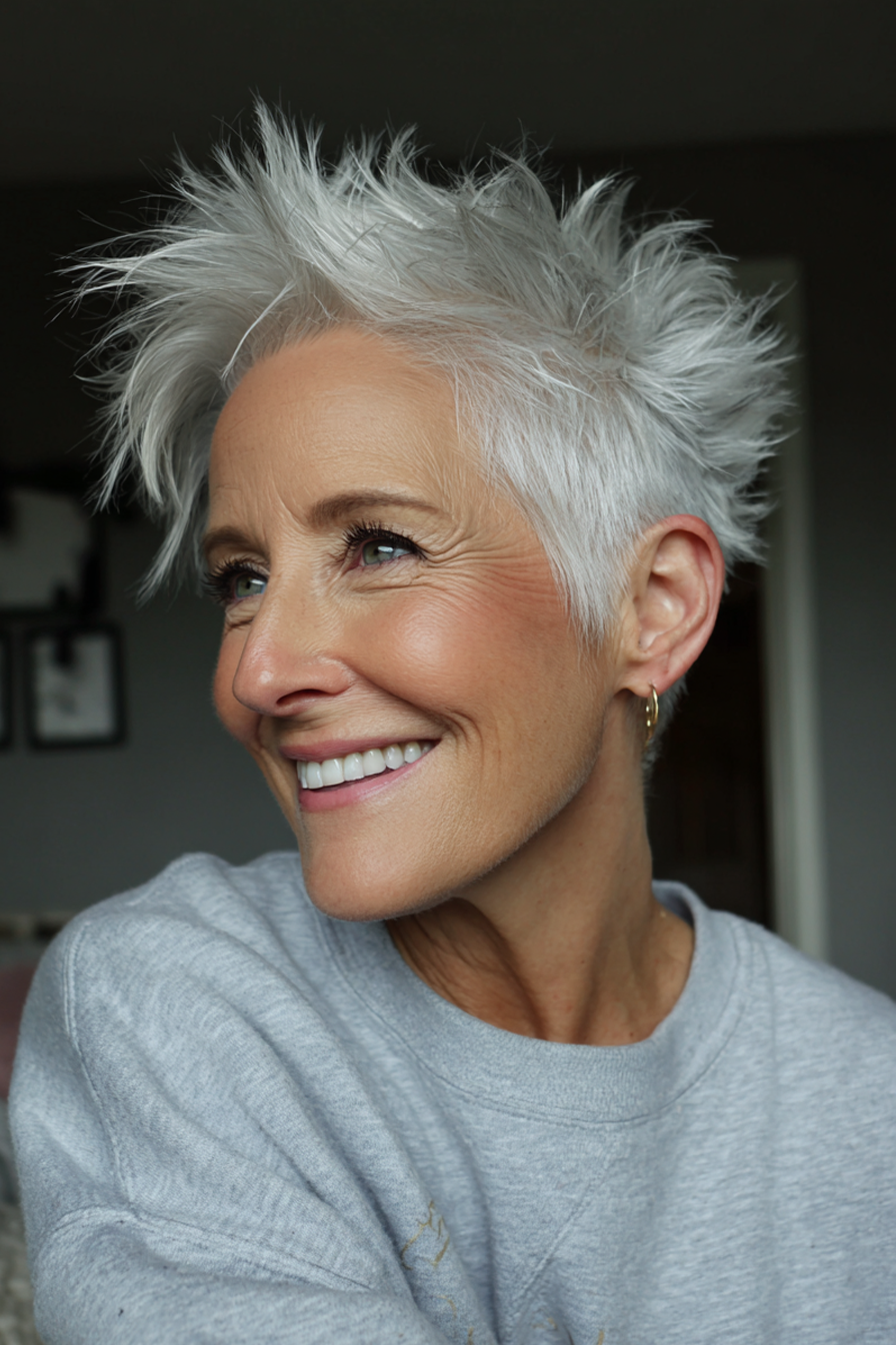 25. Icy Platinum Spiky Shag (Kurze Shag-Frisuren für Frauen über 60) – Kurze Shag-Frisuren für Frauen über 60