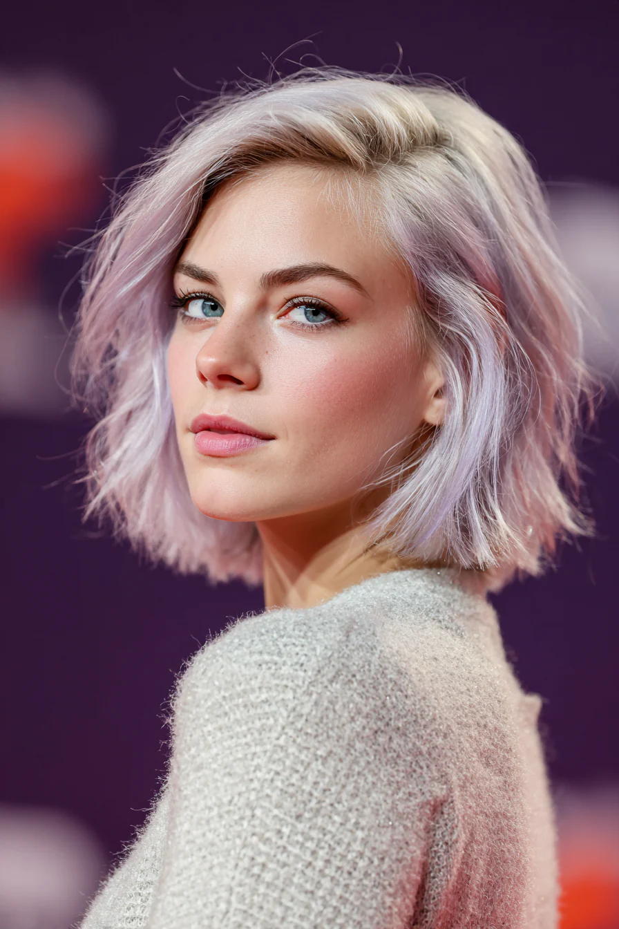 25. Stufenbob mit sanfter Lavendeltönung (kurze formelle Frisuren) – Kurze formelle Frisuren