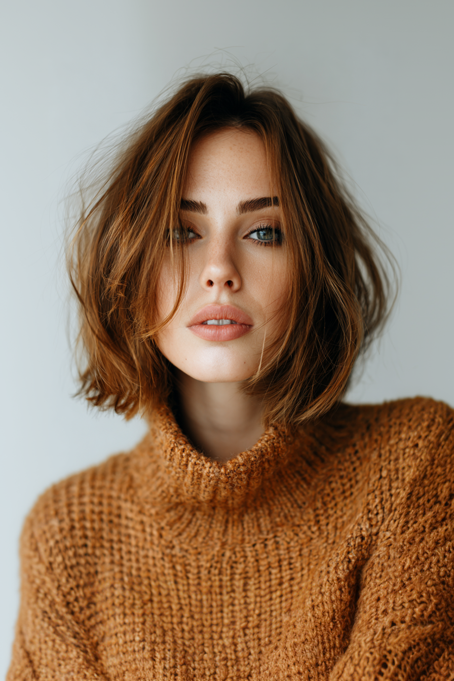 25. Langstrukturierter Bob mit warmer Honigschmelze (mittelgroße Haarschnitte für feines Haar) - mittelgroße Haarschnitte für feines Haar