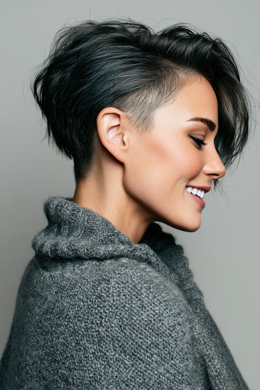 25. Minimalistischer Undercut in Soft Charcoal (Undercut-Haarschnitte) – Undercut-Haarschnitte