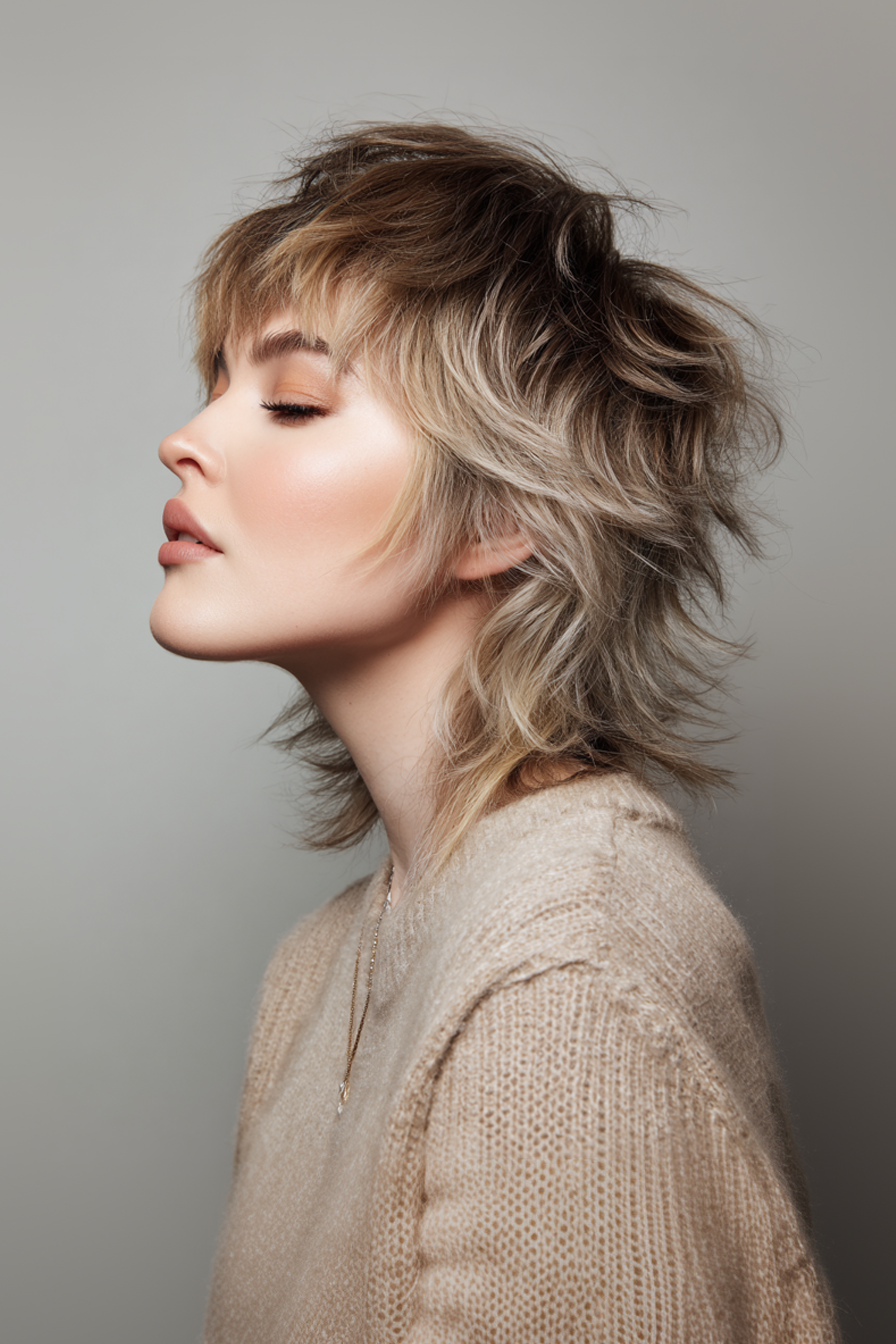 25. Retro -inspiriertes Wolf geschnitten mit Bronzeglühen (Haarschnitte für Frauen) - Haarschnitte für Frauen