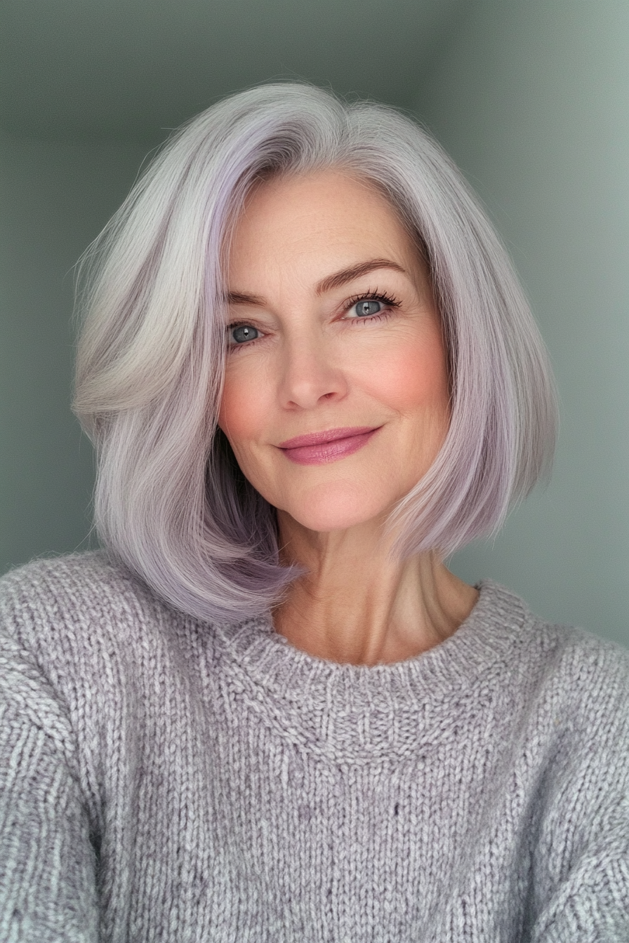 25. Smoky Lavendel Mid Bob (Haarschnitte mit mittlerer Länge für Frauen über 60) - Haarschnitte mit mittlerer Länge für Frauen über 60