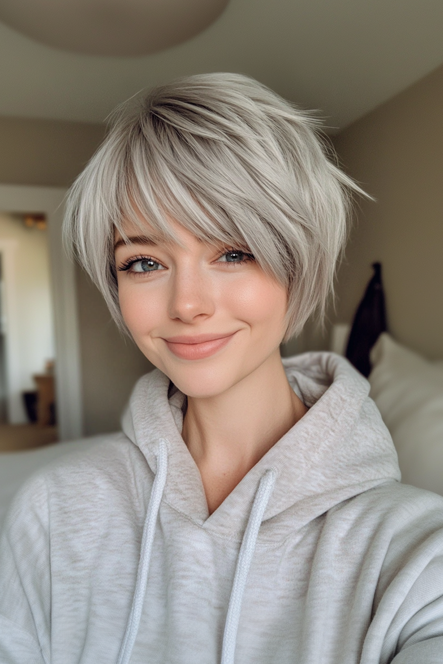 26. Blended Pixie -Schichten in weichen Zinn (geschichtete Haarschnitte für dünnes Haar) - geschichtete Haarschnitte zum Ausdünnen von Haaren