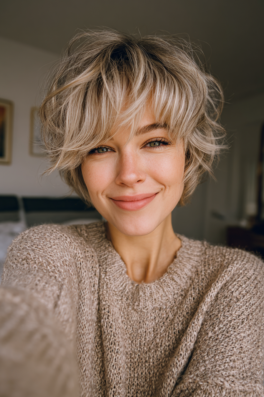 26. Cool beige geschichtetes Shag (alte Geldhaarschnitte) - Alte Geldhaarschnitte