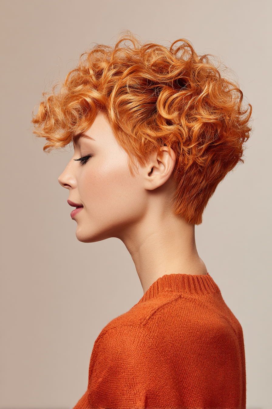 26. Tangerine strukturierte lockige Schüssel geschnitten (kurze lockige Haarschnitte für Frauen) - kurze lockige Haarschnitte für Frauen