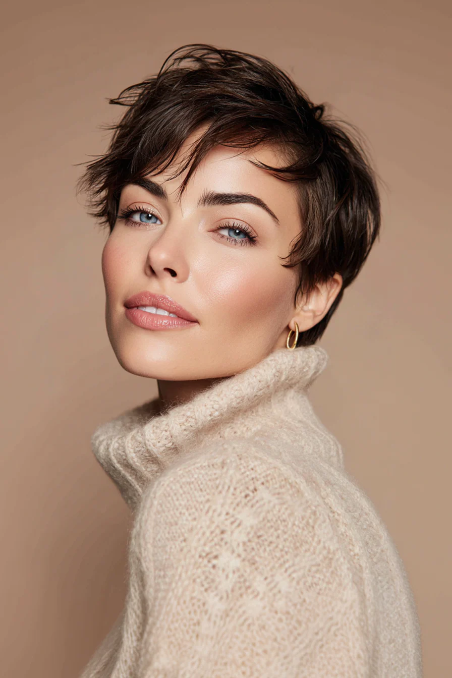 26. Strukturierter French Crop in Cool Brunette (kurze formelle Frisuren) – Kurze formelle Frisuren