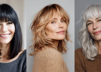 27 stilvolle mittellange Frisuren für Frauen über 50 mit Pony 2025