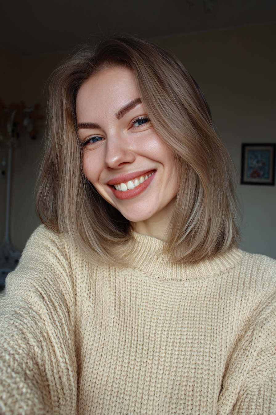 27. abgewinkelter Lob in cremiger Latte (einfache Frisuren) - einfache Frisuren