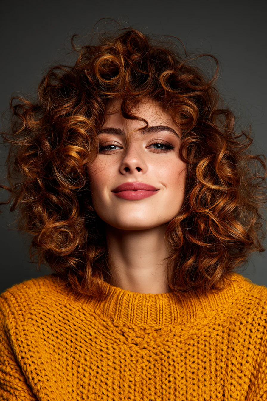 27. Bouncy Curls Lob in Golden Amber (Lange Bob-Frisuren) – Lange Bob-Frisuren