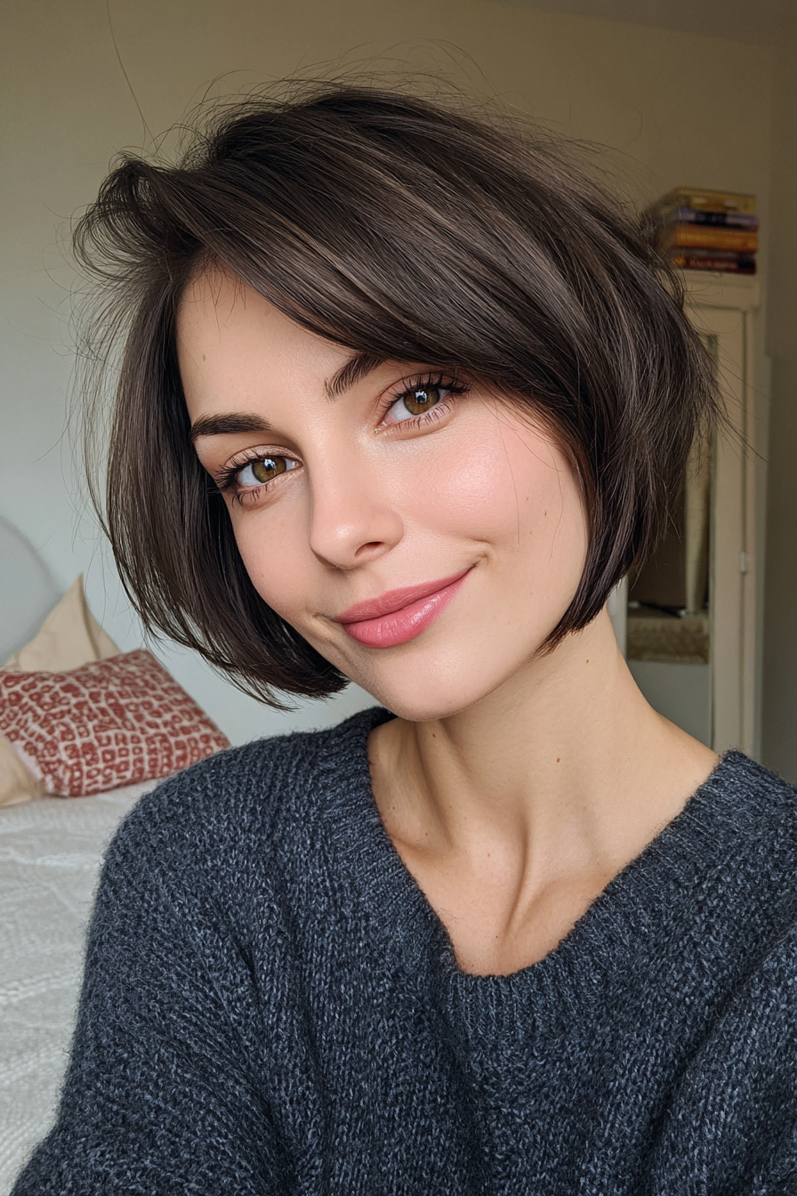 27. Klassische dunkle Brünette Kurzer Bob (kurze Bob -Haarschnitte) - kurze Bob -Haarschnitte