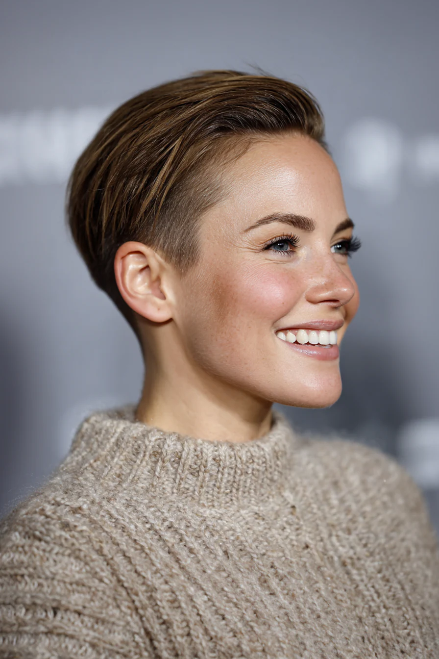 27. Zeitgenössischer Undercut mit neutralem Beigebraun (Undercut-Haarschnitte) – Undercut-Haarschnitte