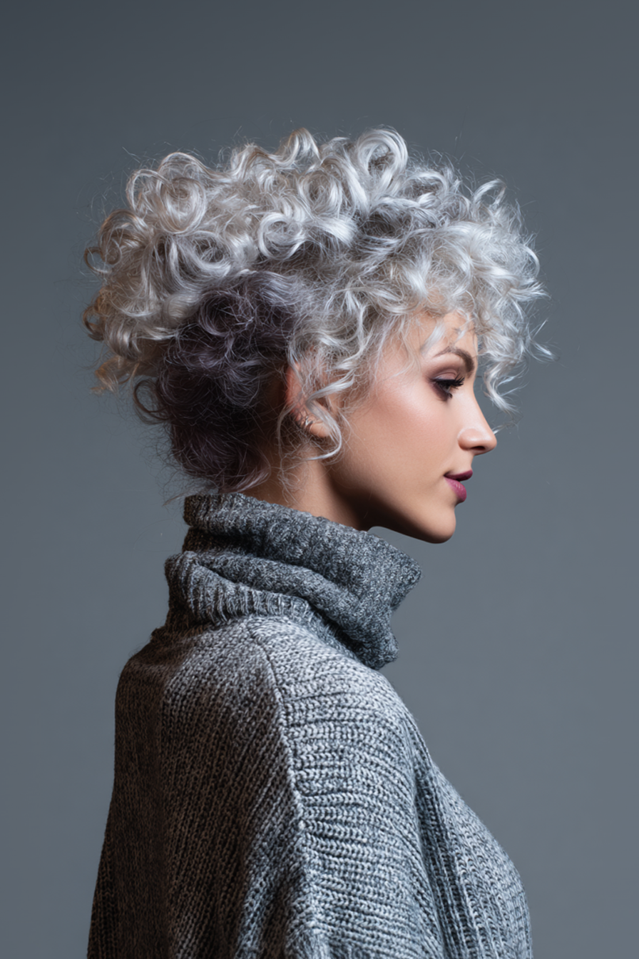 27. lockige Schichten mit silbernem Ombre (Frisuren der 80er Jahre für Frauen) - 80er Jahre Frisuren für Frauen