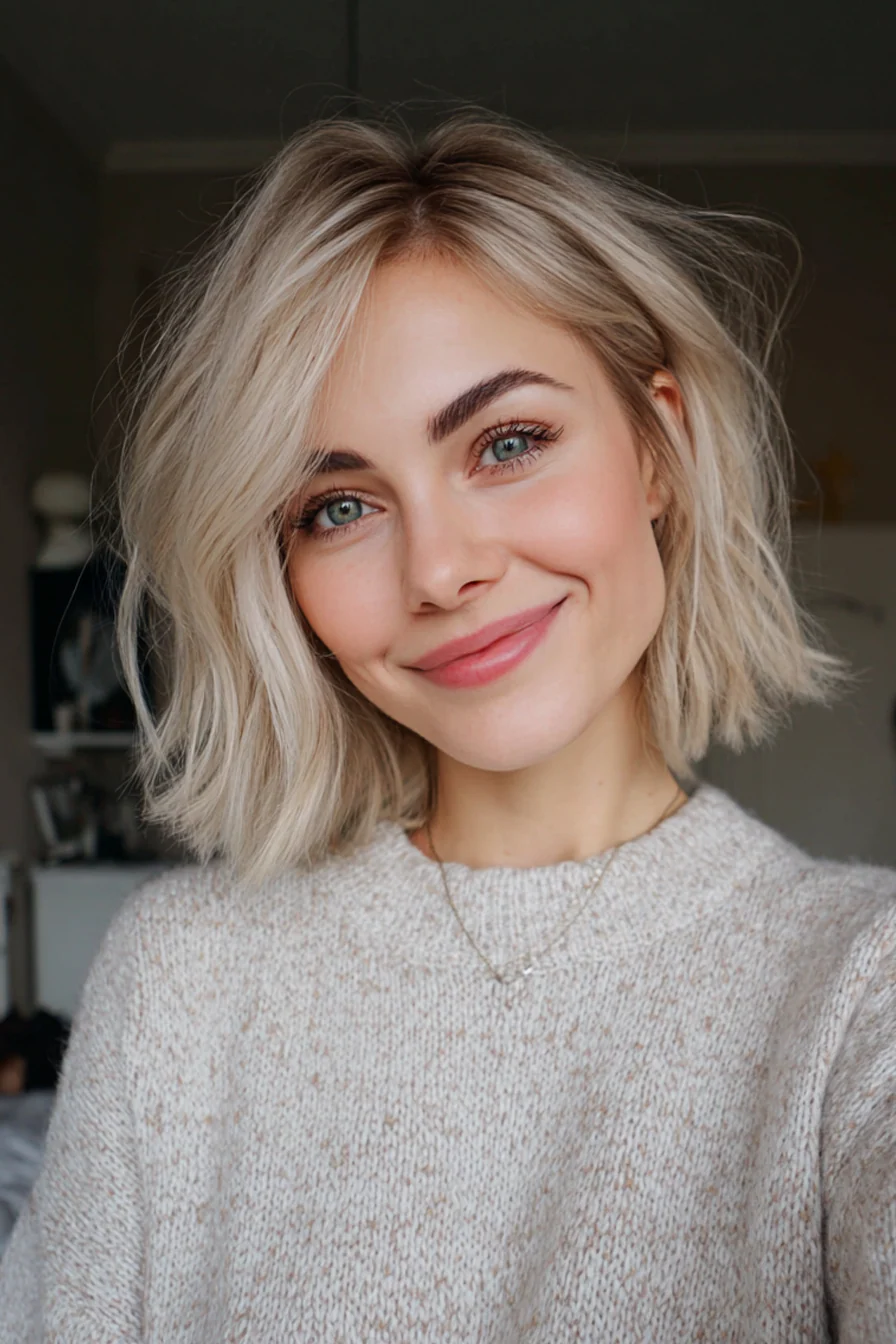 27. Geschwungener Bob mit vanilleblonden Enden (kurze formelle Frisuren) – Kurze formelle Frisuren