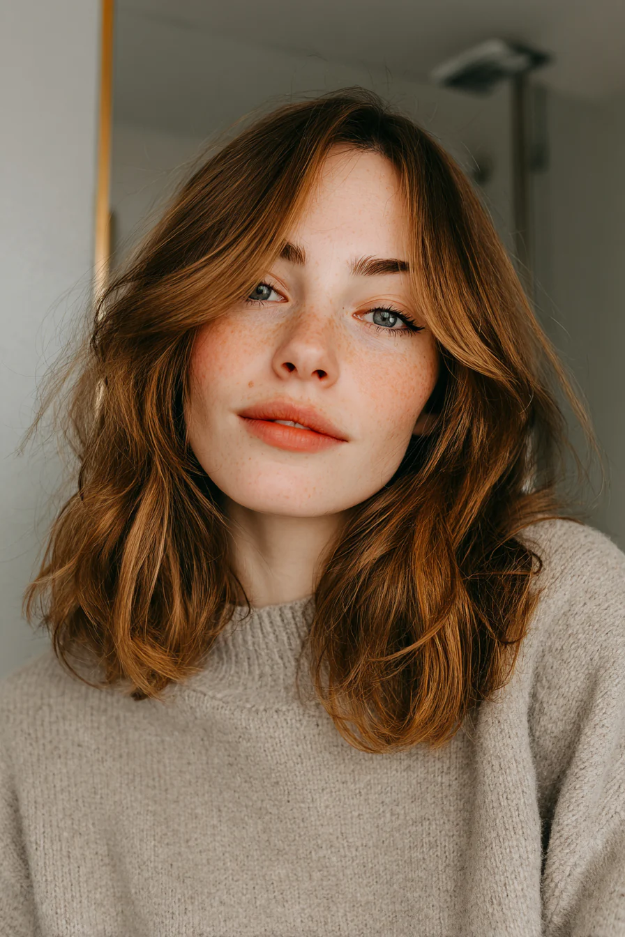 27. Gesichtsumrahmender Midi-Schnitt in Haselnussbraun (Haarschnitte für dünnes Haar) – Haarschnitte für dünnes Haar