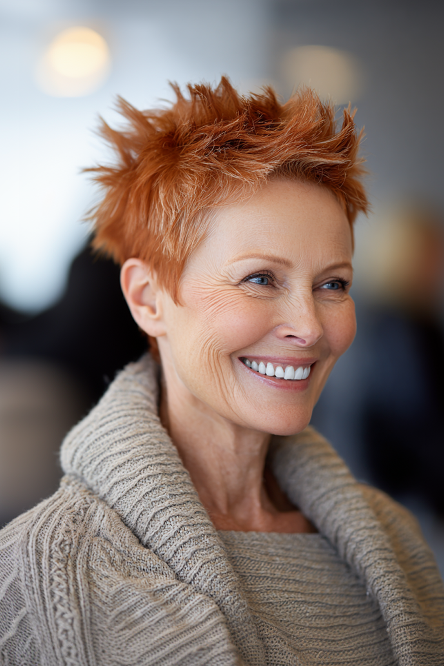 27. Light Auburn Classic Spike (kurze, stachelige Frisuren für Frauen über 60) - kurze, stachelige Frisuren für Frauen über 60