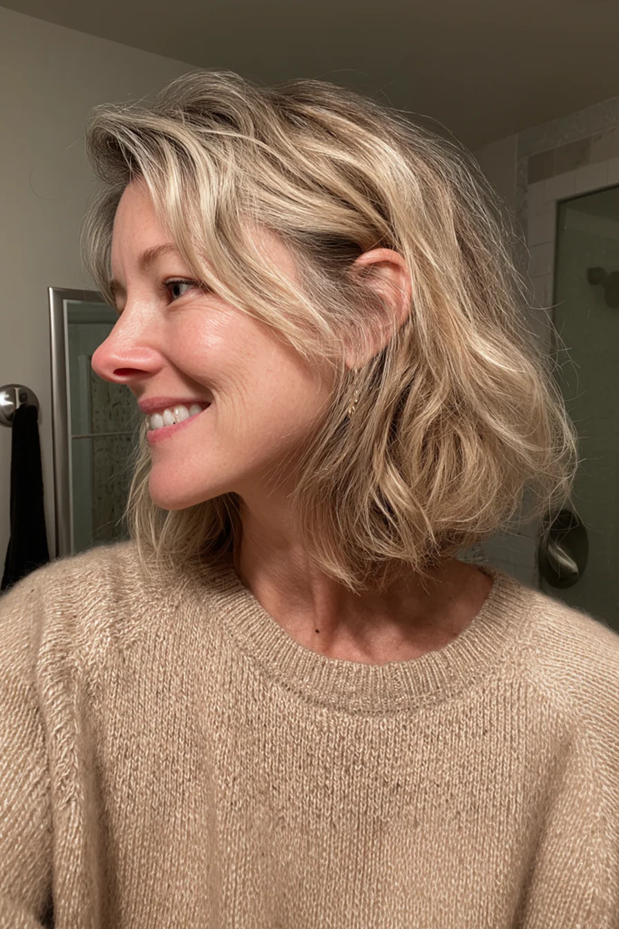 27. Shaggy Lob mit Rooted Blonde Dimension (Zottelige Haarschnitte für Frauen über 40) – Zottelige Haarschnitte für Frauen über 40