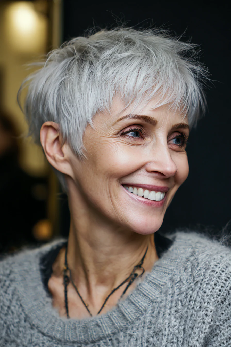 27. Shaggy Silver Pixie-Bob Hybrid (Kurze Shaggy-Frisuren für ältere Frauen) – Kurze Shaggy-Frisuren für ältere Frauen