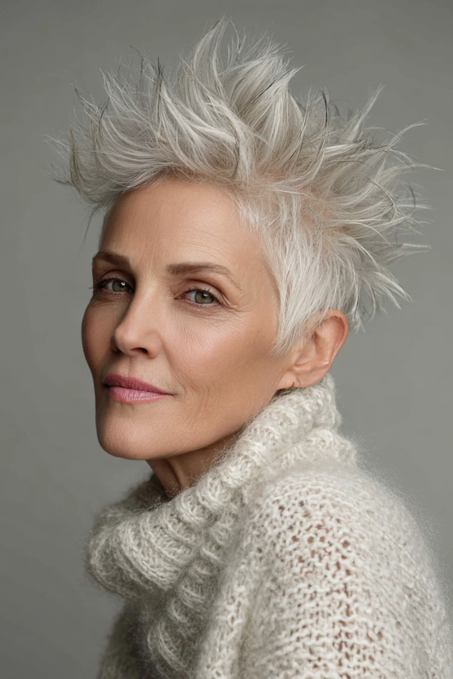 27. Soft Spiky Crop in Platinum Silver (Kürzere Frisuren für Frauen über 60) – Kürzere Frisuren für Frauen über 60
