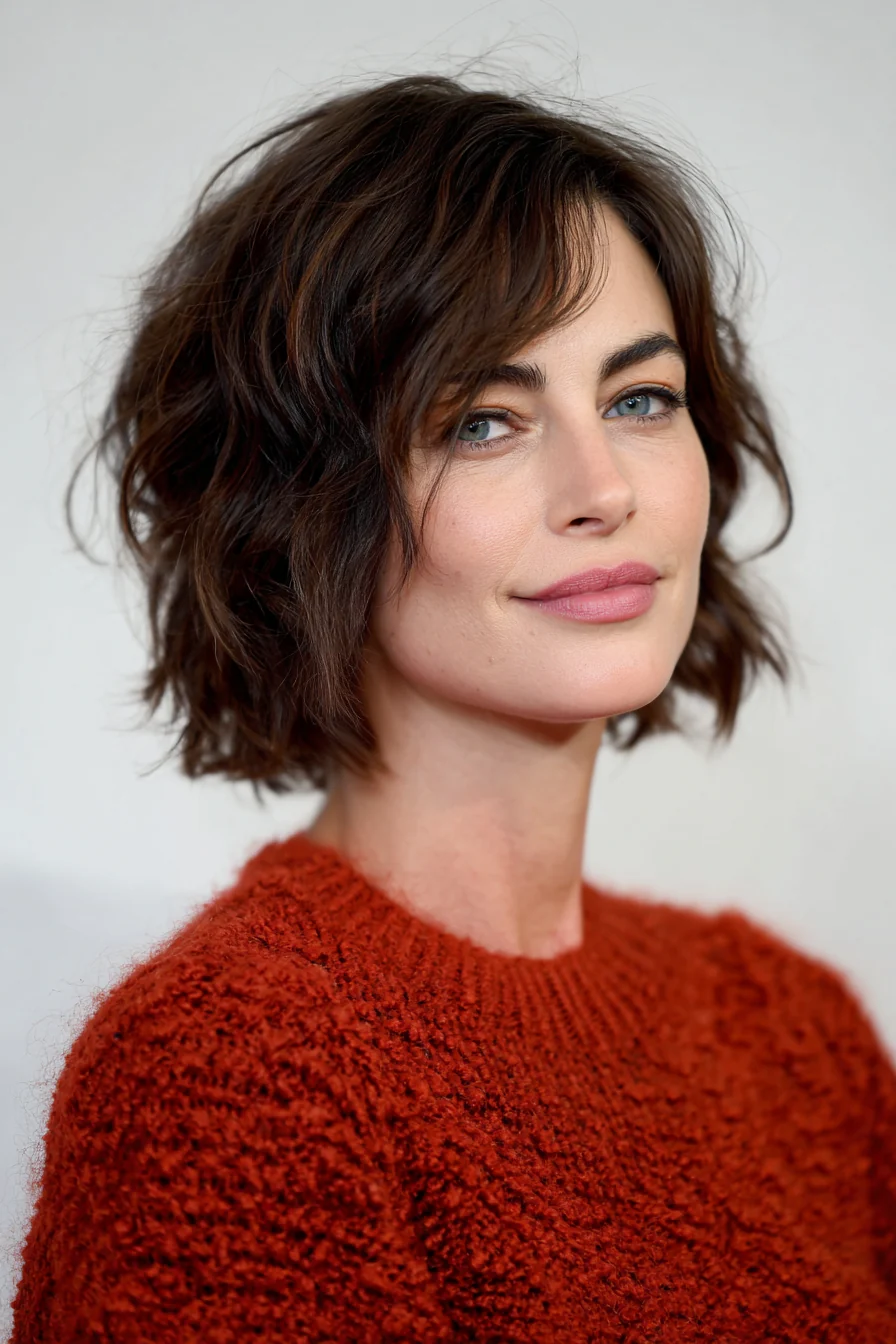 27. Strukturierter Shaggy-Bob mit tiefem Mahagoni-Farbton (Shaggy-Bob-Haarschnitte für Frauen über 50) – Shaggy-Bob-Haarschnitte für Frauen über 50