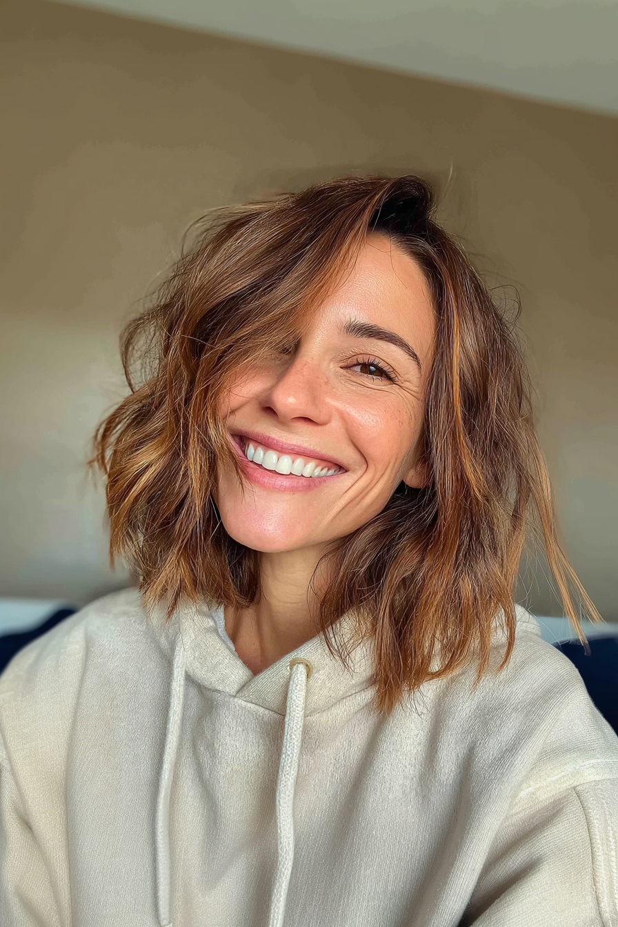 27. Lob mit Bronze -Babylights (LOB -Haarschnitte für Frauen über 50) - Lob Haarschnitte für Frauen über 50