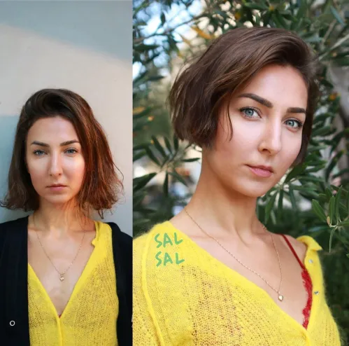 Ohrenlanger Bob vorher und nachher