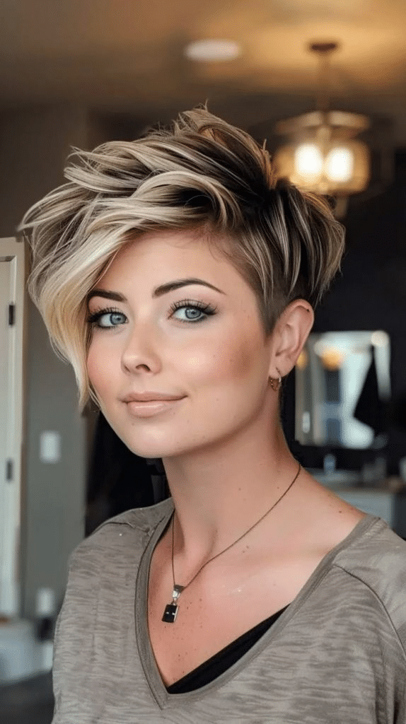 3. Mehrschichtiger blonder Pixie für alltägliche Eleganz