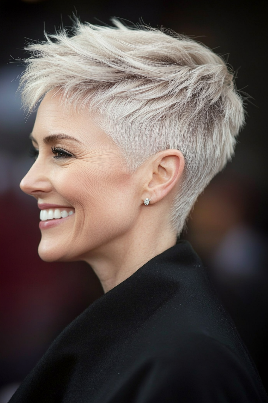 3. Mischpixie mit Ascheblonde Finish (lustige Haarschnittideen für Frauen über 40) - lustige Haarschnittideen für Frauen über 40