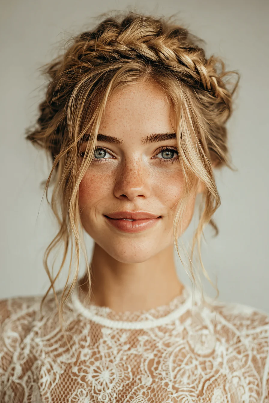 3. Geflochtene Krone in Honigblond (Hochzeitsfrisuren) – Hochzeitsfrisuren