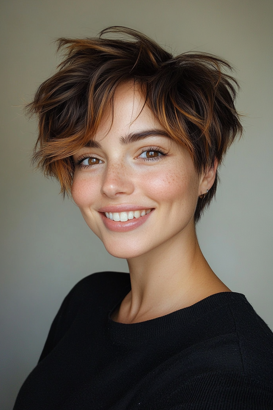 3. abgehackte Pixie mit Karamell -Highlights (abgehackte Haarschnitte) - abgehackte Haarschnitte