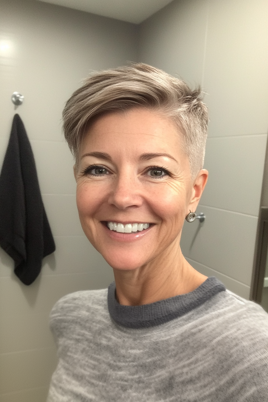 3. Klassische Aschebraun Unterkutte (kurze Unterschneidungsfrisuren für Frauen über 50) - kurze Undercut -Frisuren für Frauen über 50