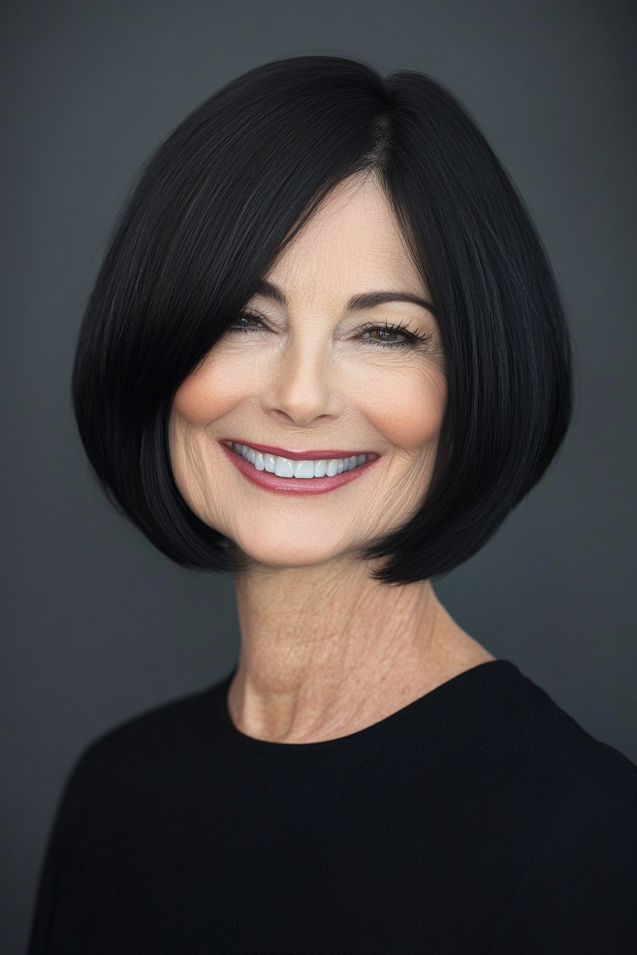 3. Classic Bob in weicher Schwarz (schicke Frisuren für Frauen über 50) - schicke Frisuren für Frauen über 50