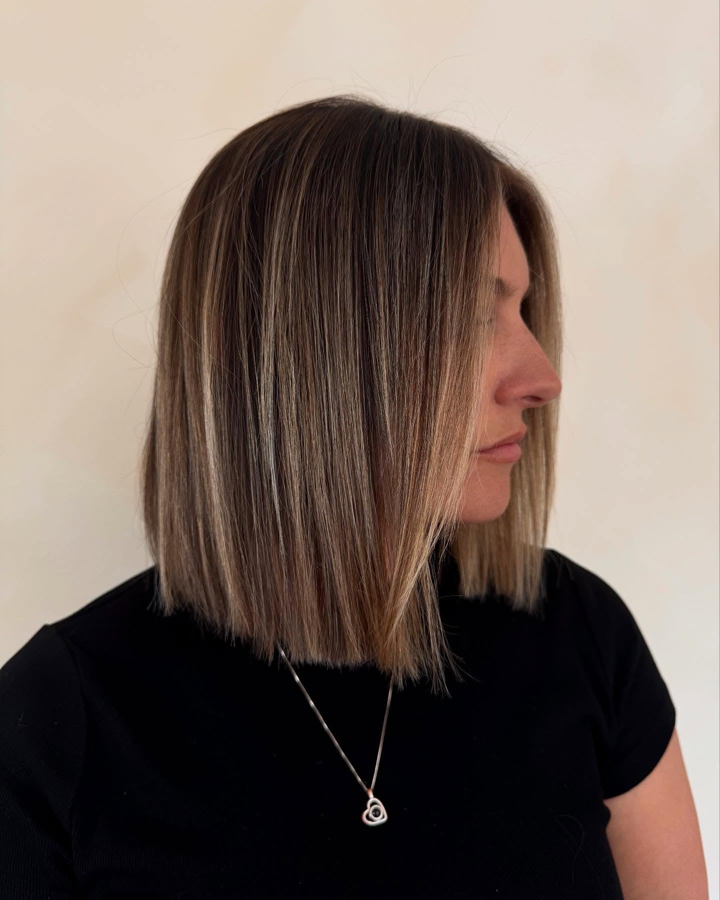 3. Dimensional Ash Brunette Blunt Lob (Short Blunt Cut)