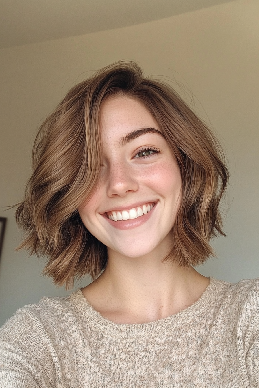 3.. Federed Bob in Honigbraun (Bob -Haarschnitte für Frauen) - Bob -Haarschnitte für Frauen