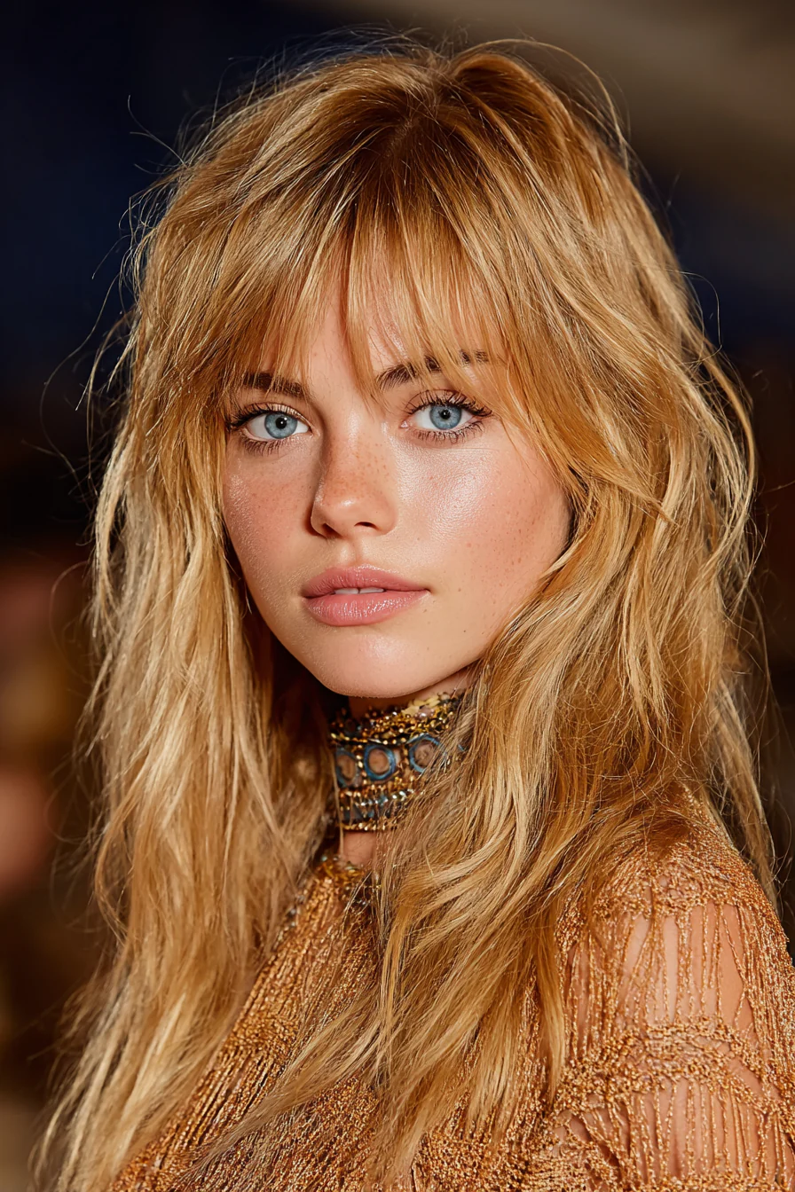 3. Honey Blonde Wispy Shag (Stufenfrisuren für dünnes Haar) – Stufenfrisuren für dünnes Haar