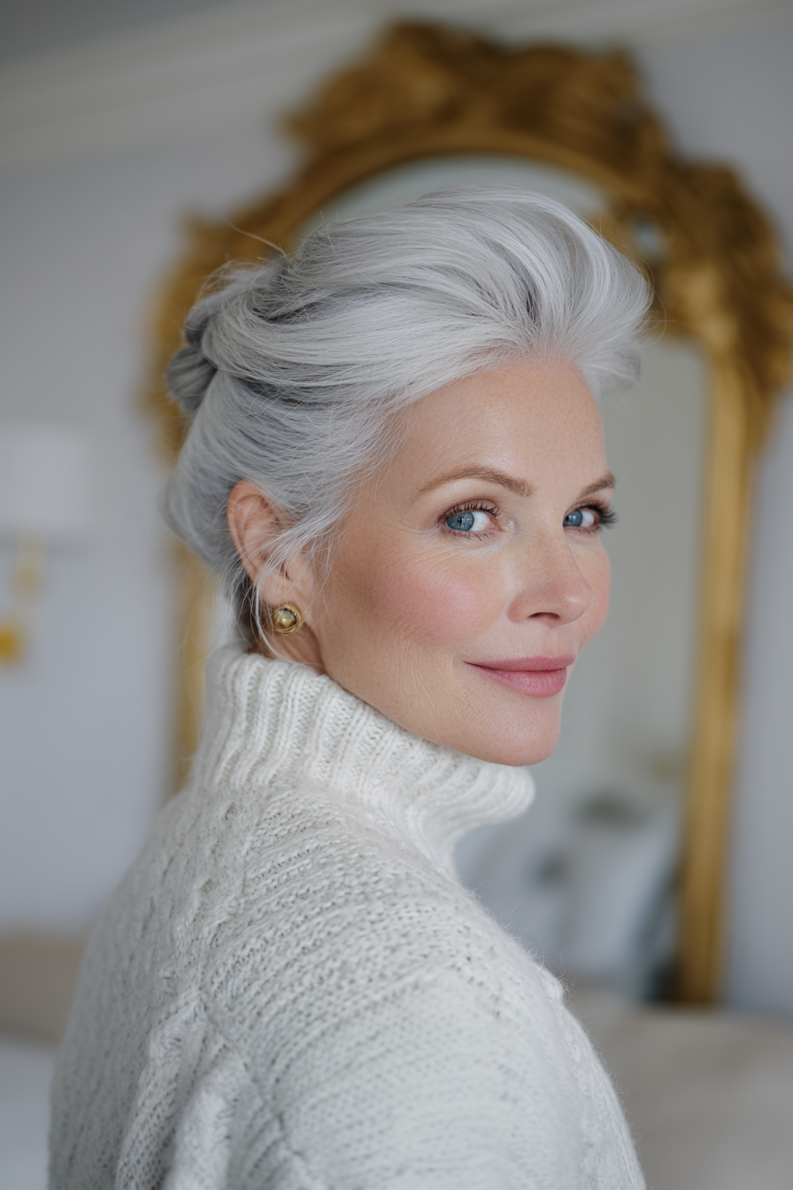 3.. Eispeale weiße französische Wendung (Hochzeitsfrisuren für Frauen über 60) - Hochzeitsfrisuren für Frauen über 60