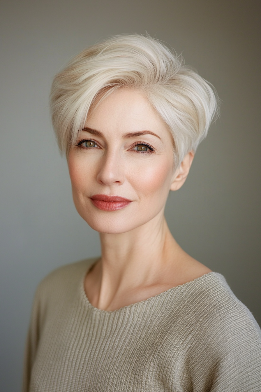 3.. Layered Eine Blonde Pixie (lange Pixie -Haarschnitte für ältere Frauen) - Lange Pixie -Haarschnitte für ältere Frauen