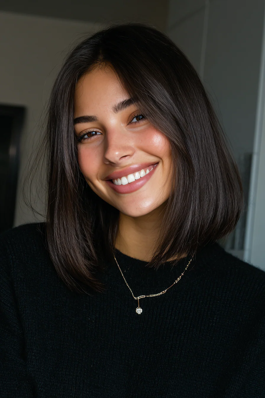 3. Schulterlanges Blunt Lob in dunklem Espresso (Haarschnitte für dickes Haar) – Haarschnitte für dickes Haar